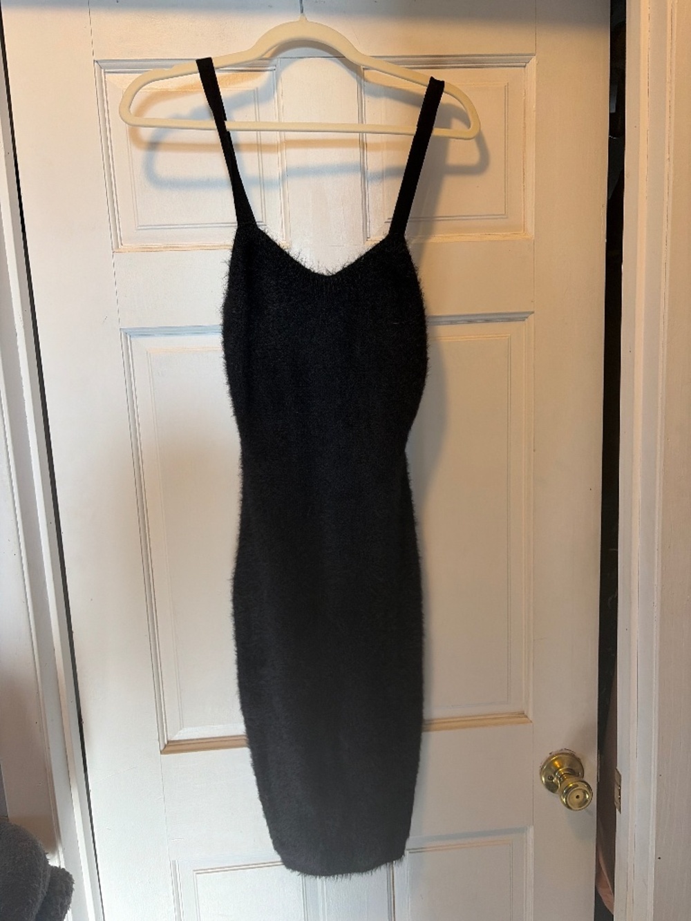 Fabletics fuzzy black mini dress - L